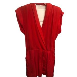 BCBGeneration size 12 silky red deep V front & open back pockets